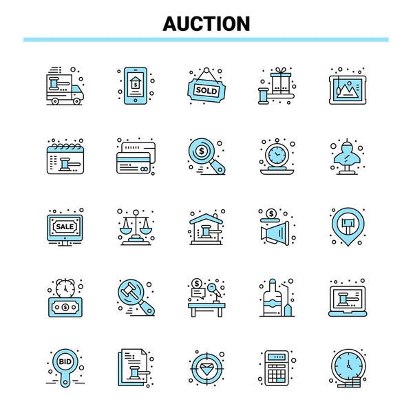Açık Artırma Siyah ve Mavi ikon Seti. Yaratıcı Simge Tasarımı ve logo şablonu