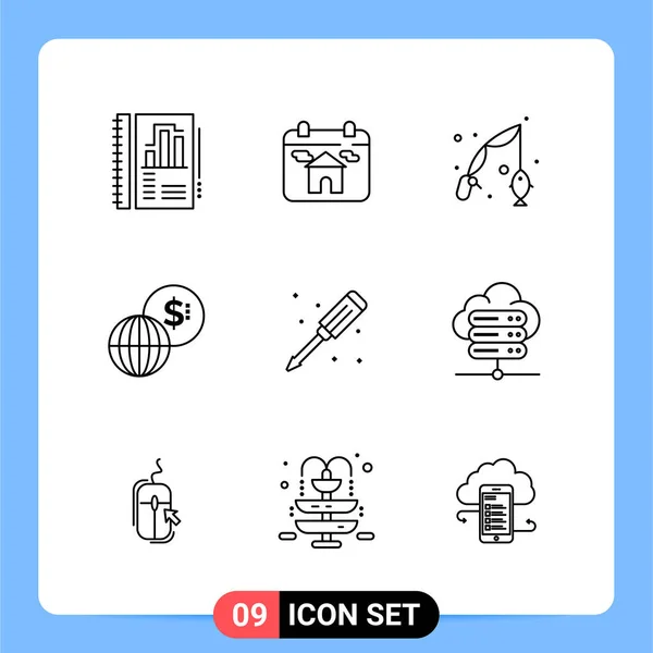 Conjunto Iconos Creativos Universales Simplemente Vector Ilustraciones Para Aplicaciones Web — Archivo Imágenes Vectoriales