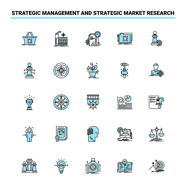25 Strategic Management and Strategic Market Research Black and — Διανυσματικό Αρχείο