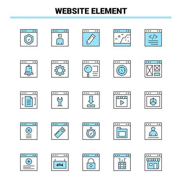 25 Strona internetowa Element czarny i niebieski zestaw ikon. Kreatywne projektowanie ikon — Wektor stockowy