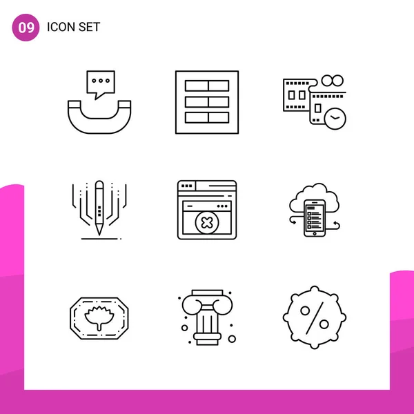 Conjunto Iconos Creativos Universales Simplemente Vector Ilustraciones Para Aplicaciones Web — Archivo Imágenes Vectoriales