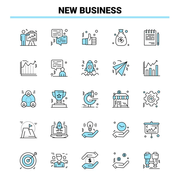 25 Yeni İş Siyah ve Mavi ikon Seti. Yaratıcı Simge Tasarımı ve logo şablonu