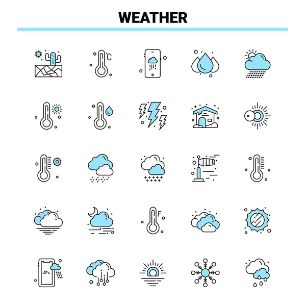 Weather Black Blue Icon Set Creative Icon Design Logo Template — Stock Vector