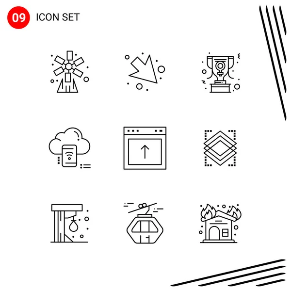 Conjunto Iconos Creativos Universales Simplemente Vector Ilustraciones Para Aplicaciones Web — Archivo Imágenes Vectoriales