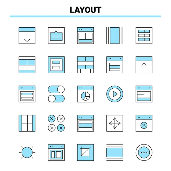 25 Layout svart och blå ikon Set. Kreativ ikon Design och logotyp — Stock vektor