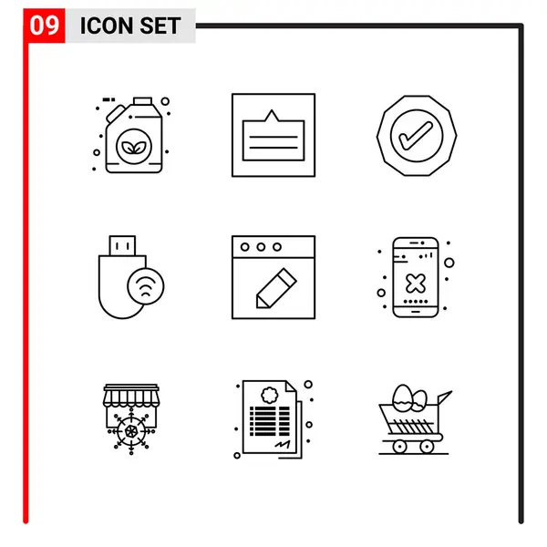 Set Universeller Kreativer Symbole Einfach Vektorillustrationen Für Web Und Mobile — Stockvektor