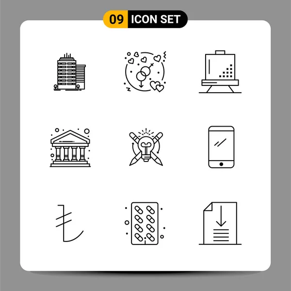 Conjunto Iconos Creativos Universales Simplemente Vector Ilustraciones Para Aplicaciones Web — Archivo Imágenes Vectoriales