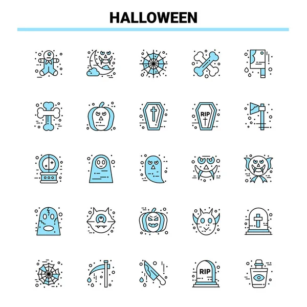 Schwarz Blaues Symbolset Halloween Kreatives Icon Design Und Logo Vorlage — Stockvektor