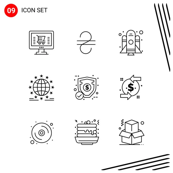 Conjunto Iconos Creativos Universales Simplemente Vector Ilustraciones Para Aplicaciones Web — Archivo Imágenes Vectoriales