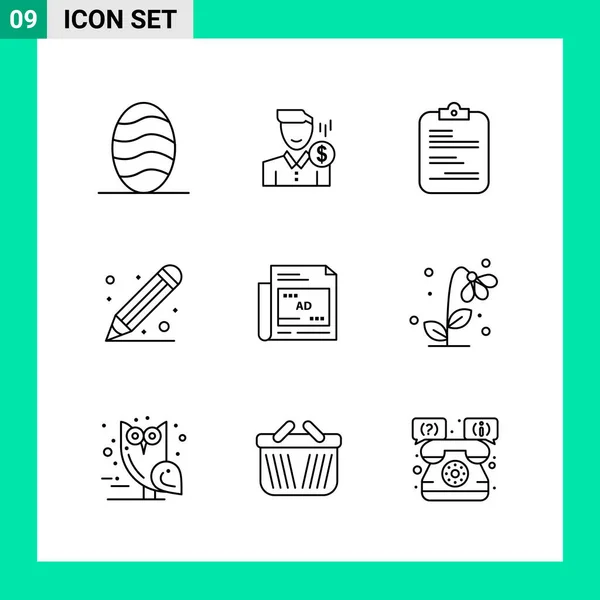 Conjunto Iconos Creativos Universales Simplemente Vector Ilustraciones Para Aplicaciones Web — Archivo Imágenes Vectoriales