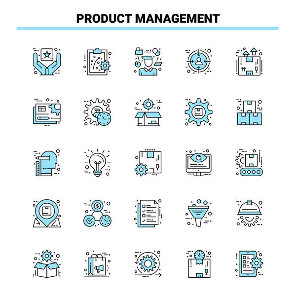25产品管理黑色和蓝色图标集 创意图标设计和标识模板 — 图库矢量图片