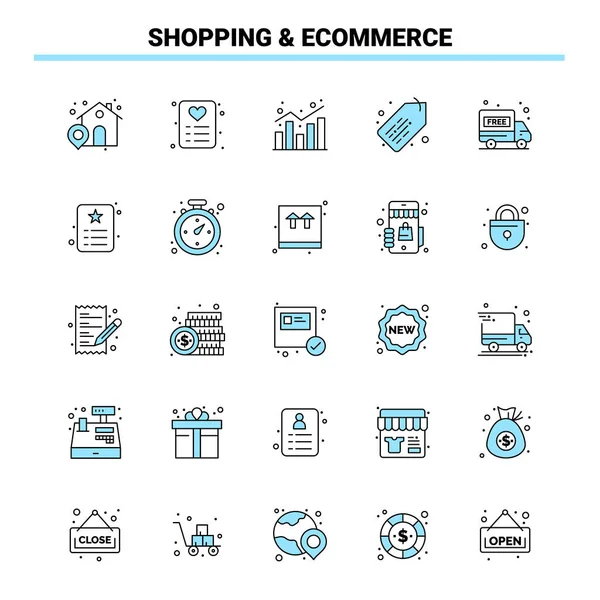 25 Shopping & ECommerce Black and Blue icon Set. Creative Icon D