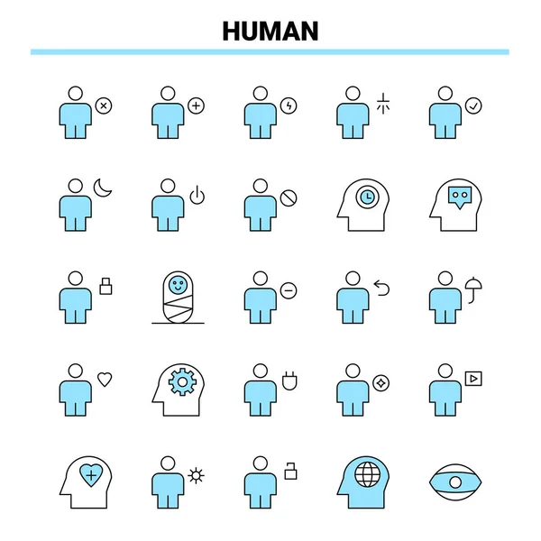 Human Black Blue Icon Set Креативный Дизайн Икон Логотип — стоковый вектор