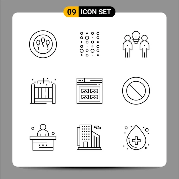 Conjunto Iconos Creativos Universales Simplemente Vector Ilustraciones Para Aplicaciones Web — Archivo Imágenes Vectoriales