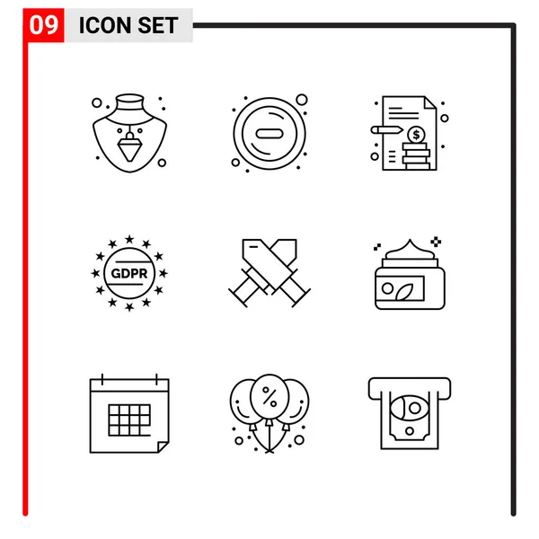 Conjunto Iconos Creativos Universales Simplemente Vector Ilustraciones Para Aplicaciones Web — Vector de stock