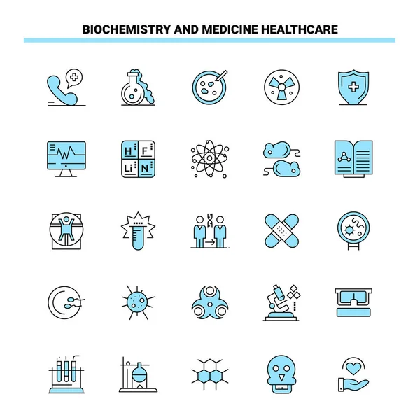 Biochemistry Medicine Healthcare Black Blue Icon Set Креативный Дизайн Икон — стоковый вектор