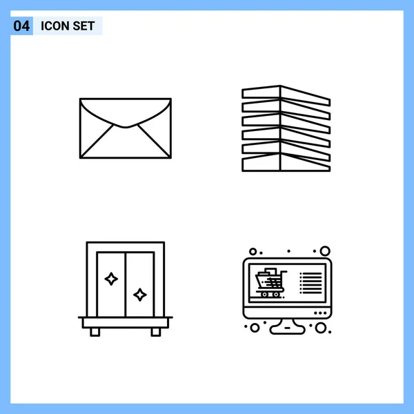 Vektorillustration Einfacher Liniensymbole Editierbares Paket Aus Mail Post Umschlag Und — Stockvektor