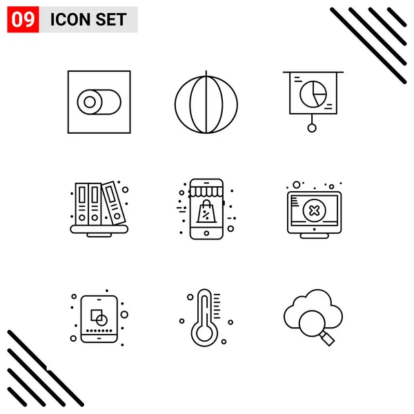 Iconos Creativos Conjunto Diseño Sobre Fondo Blanco — Vector de stock