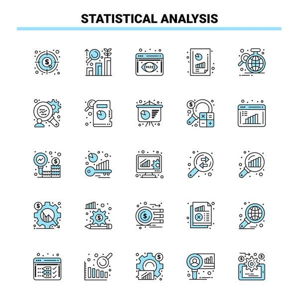 25 Statistical Analysis Black and Blue icon Set. Creative Icon D — Stockvektor