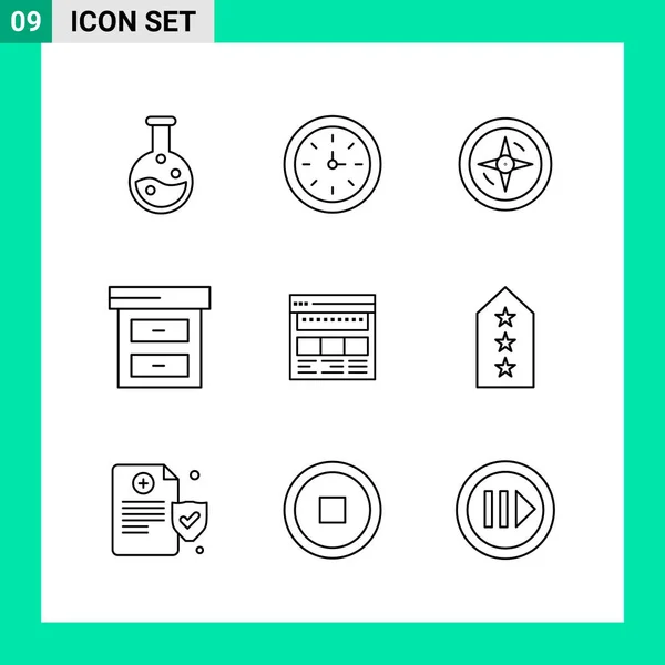 Conjunto Iconos Creativos Universales Simplemente Vector Ilustraciones Para Aplicaciones Web — Archivo Imágenes Vectoriales