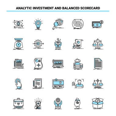 25 Analytic Investment And Balanced Scorecard Black and Blue ico