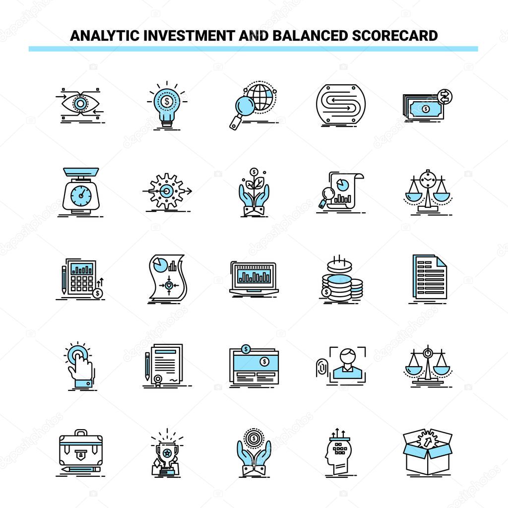 25 Analytic Investment And Balanced Scorecard Black and Blue ico