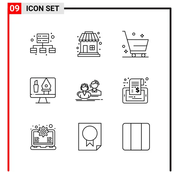 Set Universal Creative Icons Simply Vector Illustrations Web Mobile Apps — Stock Vector