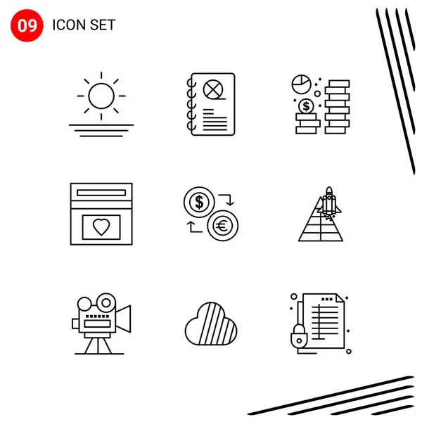 Conjunto Iconos Creativos Universales Simplemente Vector Ilustraciones Para Aplicaciones Web — Vector de stock