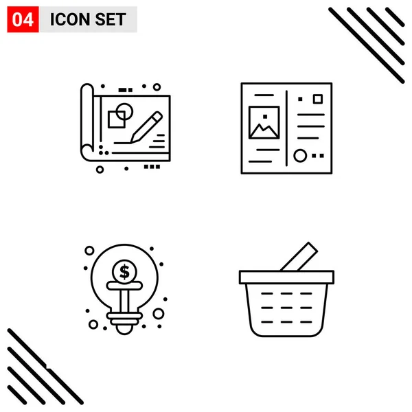 Conjunto Iconos Creativos Universales Simplemente Vector Ilustraciones Para Aplicaciones Web — Vector de stock