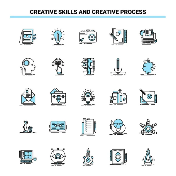 25 Creative Skills And Creative Process Black and Blue icon Set. — Stock Vector