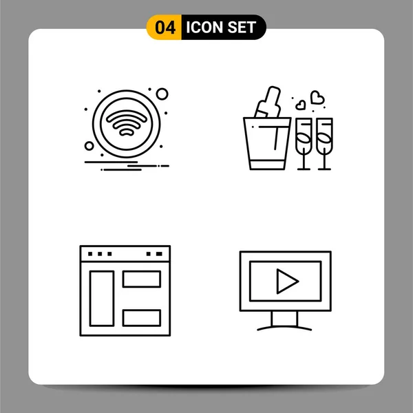 Conjunto Iconos Creativos Universales Simplemente Vector Ilustraciones Para Aplicaciones Web — Archivo Imágenes Vectoriales