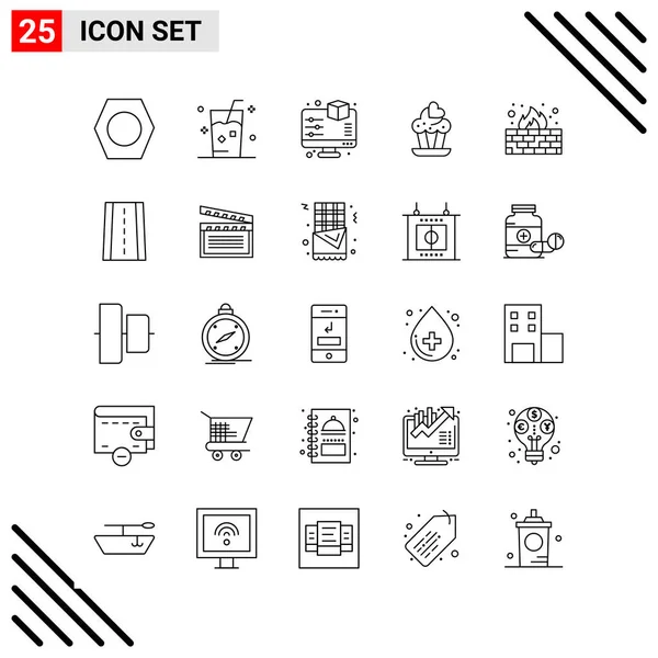 Conjunto Iconos Creativos Universales Simplemente Vector Ilustraciones Para Aplicaciones Web — Archivo Imágenes Vectoriales