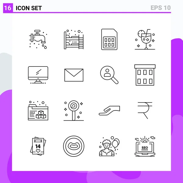 Conjunto Iconos Creativos Universales Simplemente Vector Ilustraciones Para Aplicaciones Web — Vector de stock