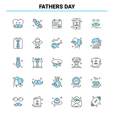 25 Babalar Günü Siyah ve Mavi ikon seti. Yaratıcı Simge Tasarımı ve logo şablonu