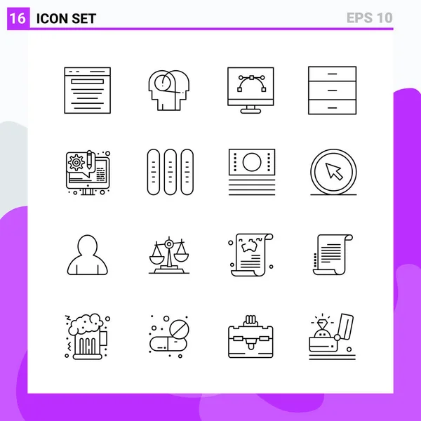 Conjunto Iconos Creativos Universales Simplemente Vector Ilustraciones Para Aplicaciones Web — Vector de stock