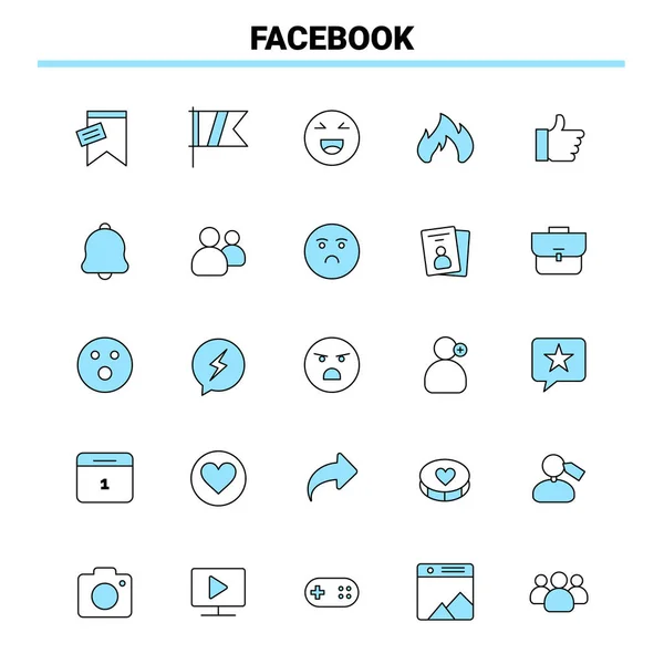 25 Facebook Black and Blue icon Set. Creative Icon Design and lo — Stock Vector