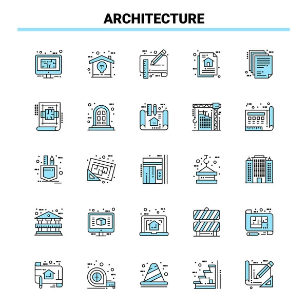 25 Architecture Black and Blue icon Set. Creative Icon Design an — Stok Vektör