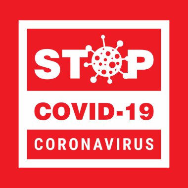 Kırmızı koronavirüs posteri. COVID 19 işareti. Vektör COVID-19 Farkındalık Posteri