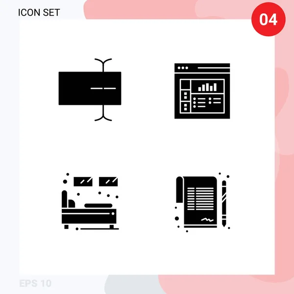 Pictogram Set Simple Solid Glyphs Cursor Sleep Design Bed Contract — 스톡 벡터