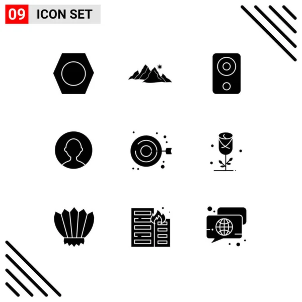 Iconos Creativos Signos Símbolos Modernos Bordado Perfil Computadoras Usuario Altavoz — Archivo Imágenes Vectoriales