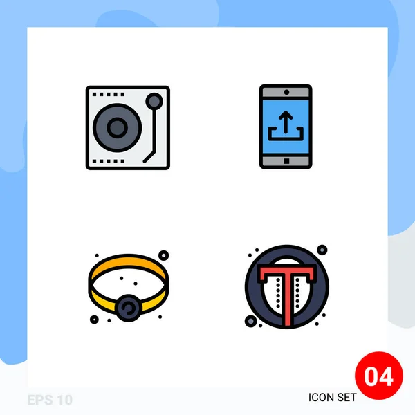 Conjunto Ícones Modernos Símbolos Sinais Para Áudio Pulseira Jogador Aplicação —  Vetores de Stock