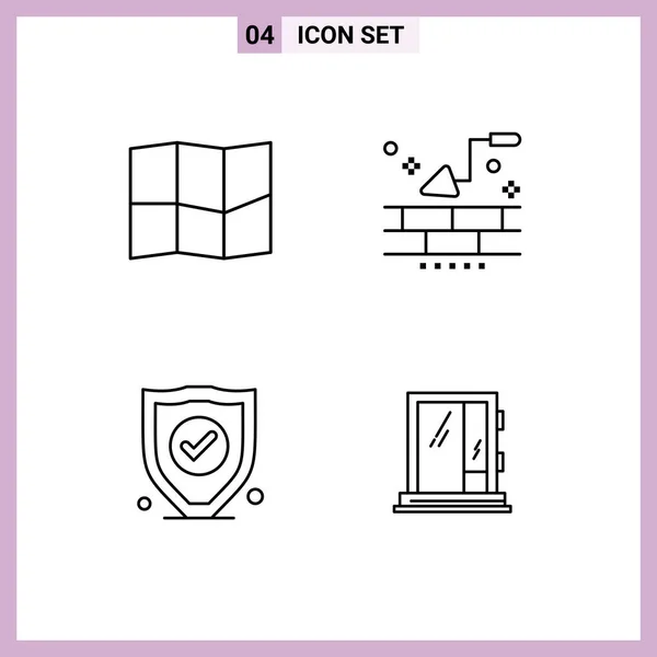 Stock Vector Icon Confezione Segni Simboli Linea Posizione Porta Edificio — Vettoriale Stock