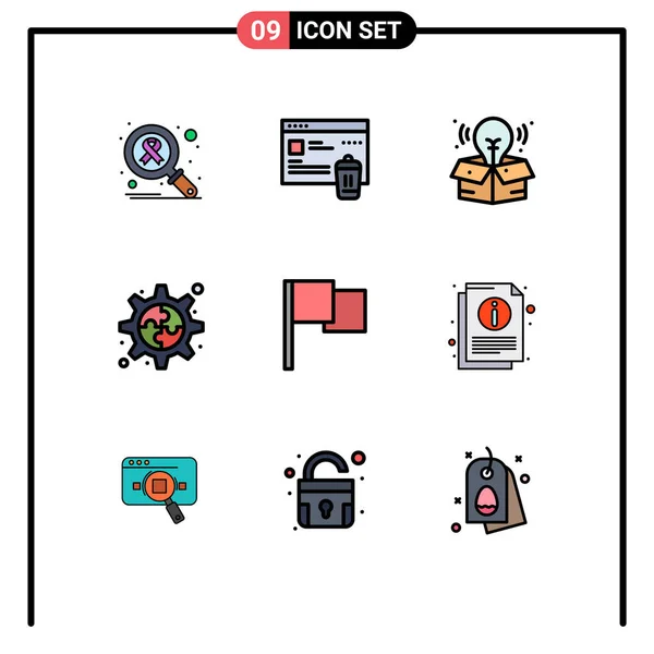 Set Modern Ikonok Szimbólumok Jelek Info Zászló Kreatív Alapvető Folyamat — Stock Vector