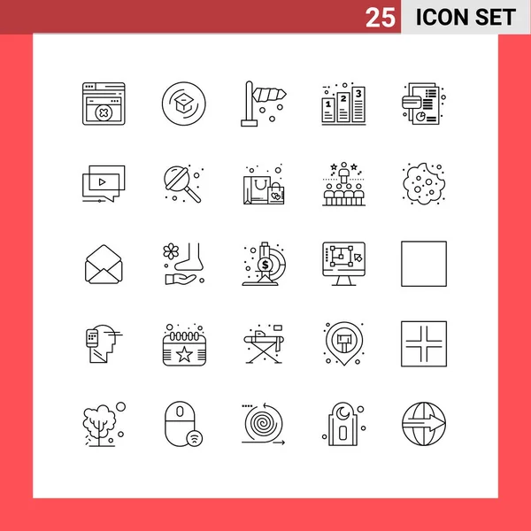 Universal Icon Symbols Gruppo Linee Moderne Schede Fasi Flusso Aria — Vettoriale Stock