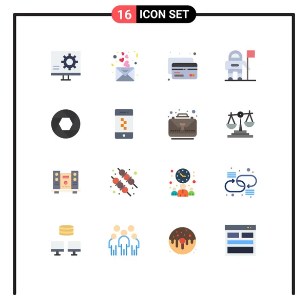 Universal Icon Symbols Group Modern Flat Colors Focus Aperture Mail — Stockový vektor