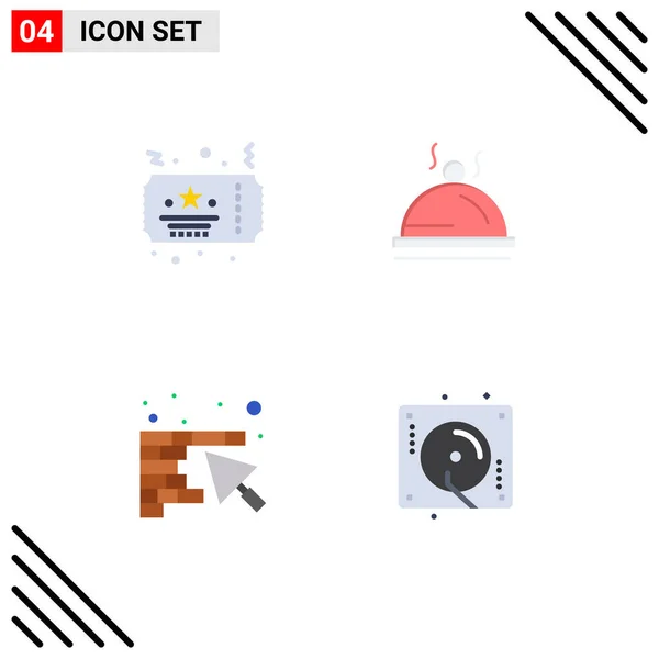 Thematic Vector Flat Icons Editable Symbols Ticket Construction Party Pallater — Stock Vector
