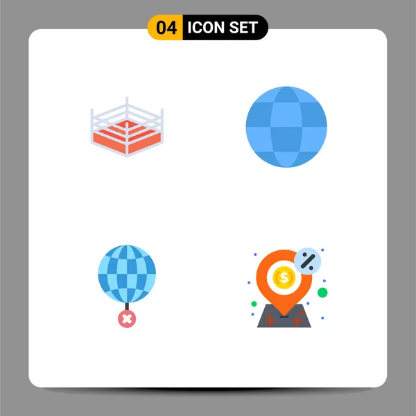 Set Commercial Flat Icons Pack Boxing Globe Communication Globe Croos — Stock Vector