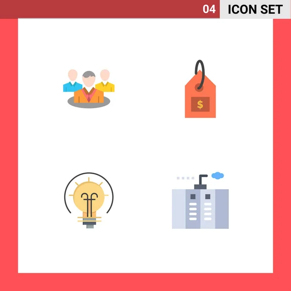 Flat Icon Pack Universal Symbols Group Energy Conversation Label Solution — Stock Vector