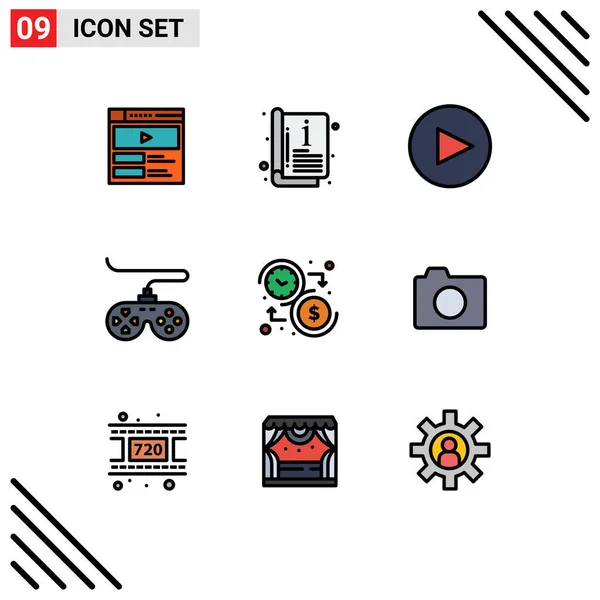 Stock Vector Icon Pack Sinais Linha Símbolos Para Tempo Dólar — Vetor de Stock