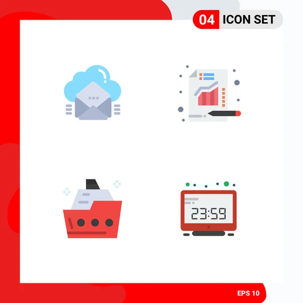 Conjunto Iconos Planos Vectoriales Red Para Nube Crucero Datos Métricas — Vector de stock